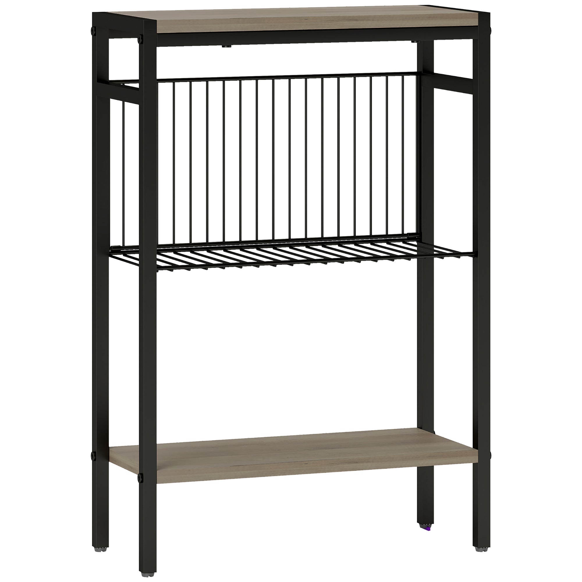 HOMCOM Three Shelf Industrial Side Table, Grey