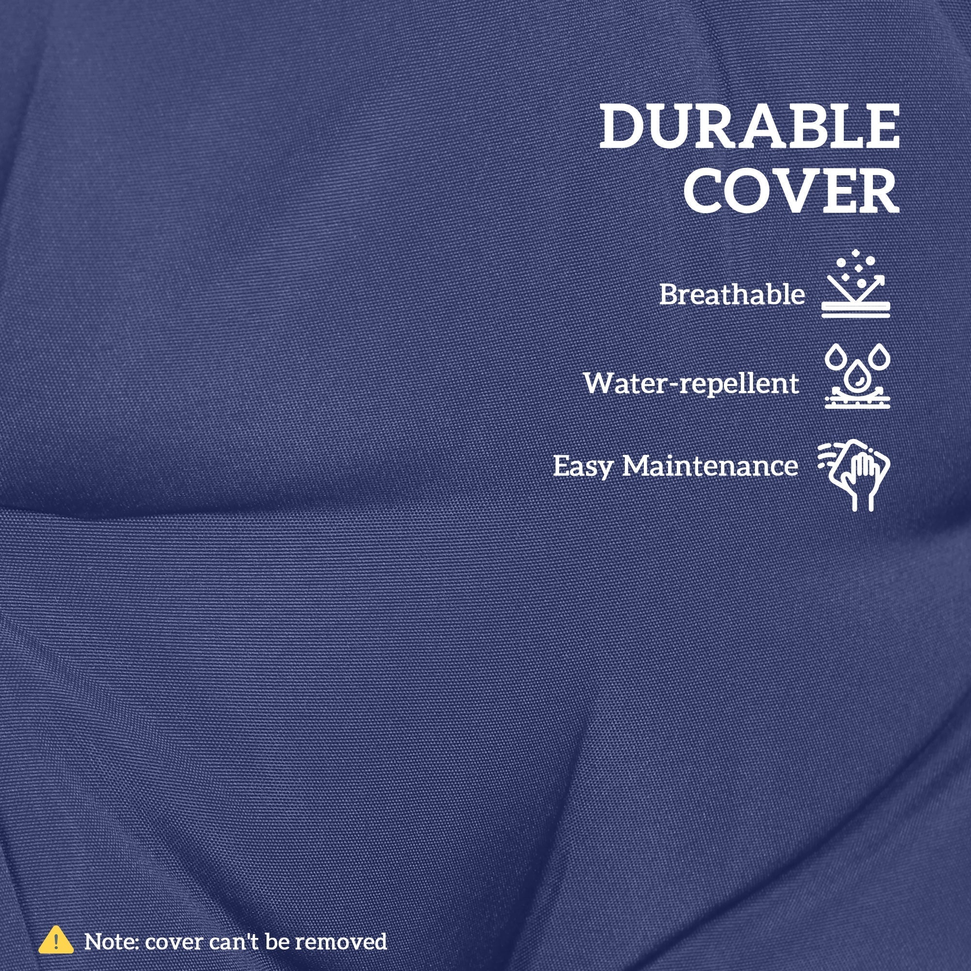 Outsunny Garden Seat Cushion with Ties, 42 x 42cm Replacement Dining Chair Seat Pad, Dark Blue