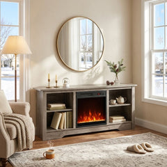 TV Stand and Electric Fireplace Set in Grey, image 3