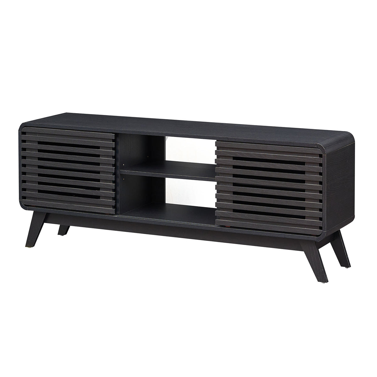 TV Stand for 65" TVs Mid Century Modern Entertainment Center-Black