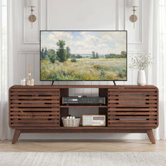TV Stand for 65" TVs Mid Century Modern Entertainment Center-Walnut
