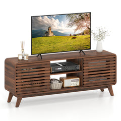 TV Stand for 65" TVs Mid Century Modern Entertainment Center-Walnut