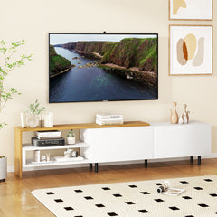 TV Stand for 80 Inches TVs with Storage Shelves and Cabinets-White