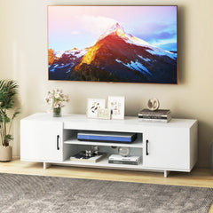 TV Stand for TVs up to 70 Inches with Power Outlet and 2 Cable Holes-White