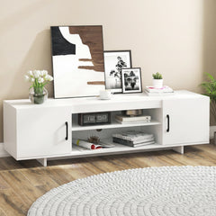 TV Stand for TVs up to 70 Inches with Power Outlet and 2 Cable Holes-White