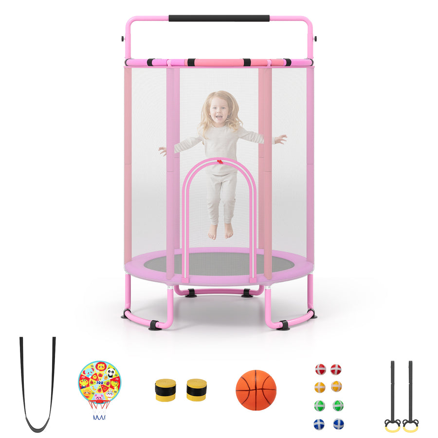 6-in-1 Kids Trampoline 140 cm Indoor Outdoor Trampoline with Swing-Purple