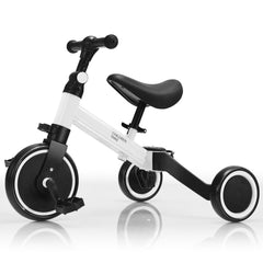 Convertible Balance Bike Kids Trike with Detachable Pedal for 1-4 Years Old Kids-White