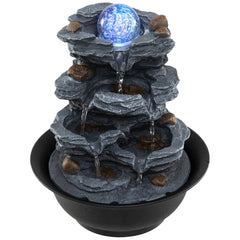 Tabletop Water Fountain with Rolling Crystal Ball Indoor Cascading Water Feature