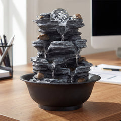 Tabletop Water Fountain with Rolling Crystal Ball Indoor Cascading Water Feature