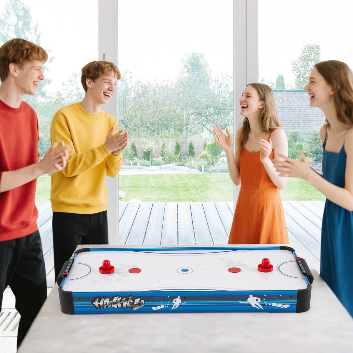 Tabletop Air Hockey Table in Blue, image 2