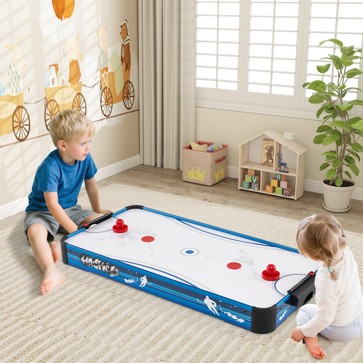 Tabletop Air Hockey Table in Blue, image 3