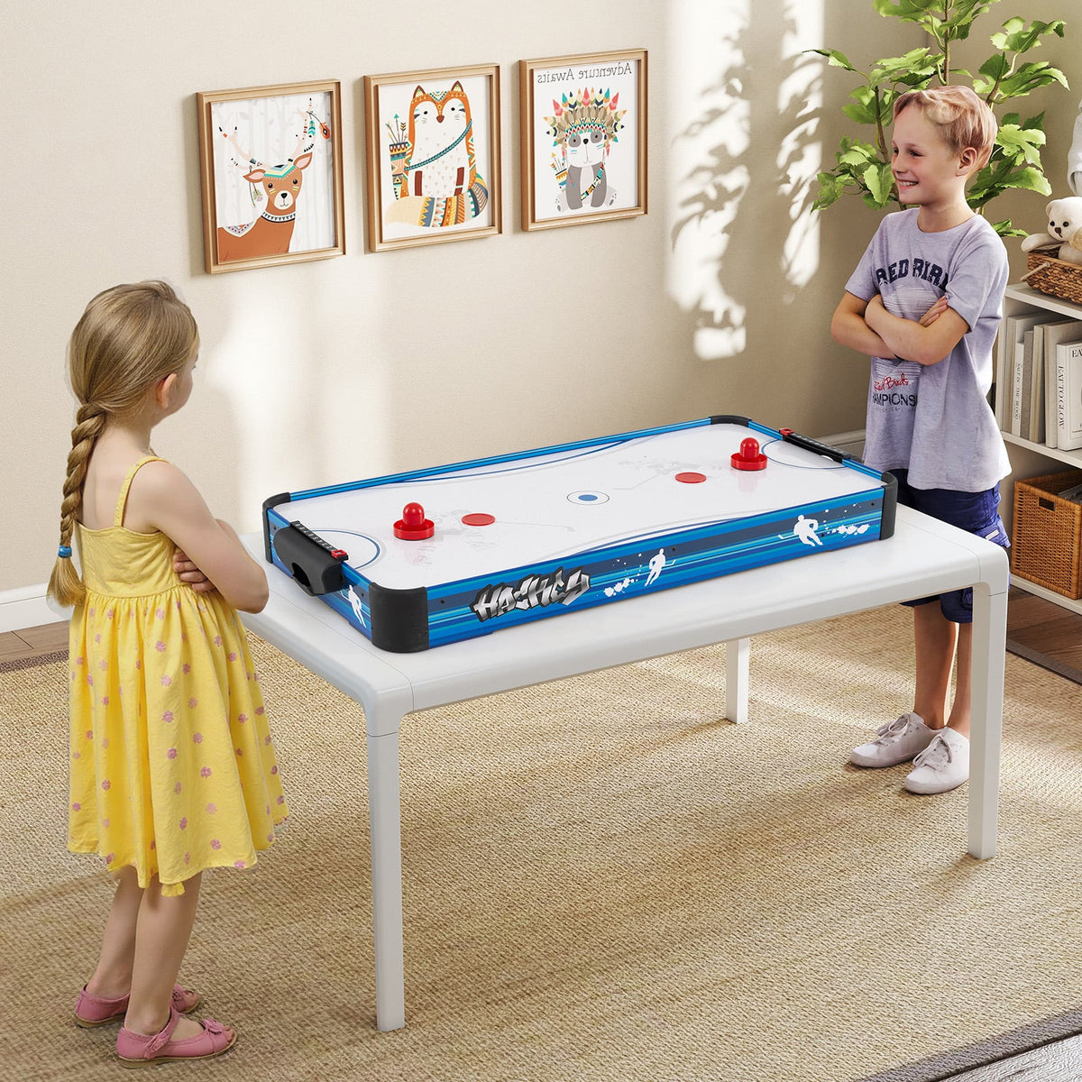 Tabletop Air Hockey Table in Blue, image 6