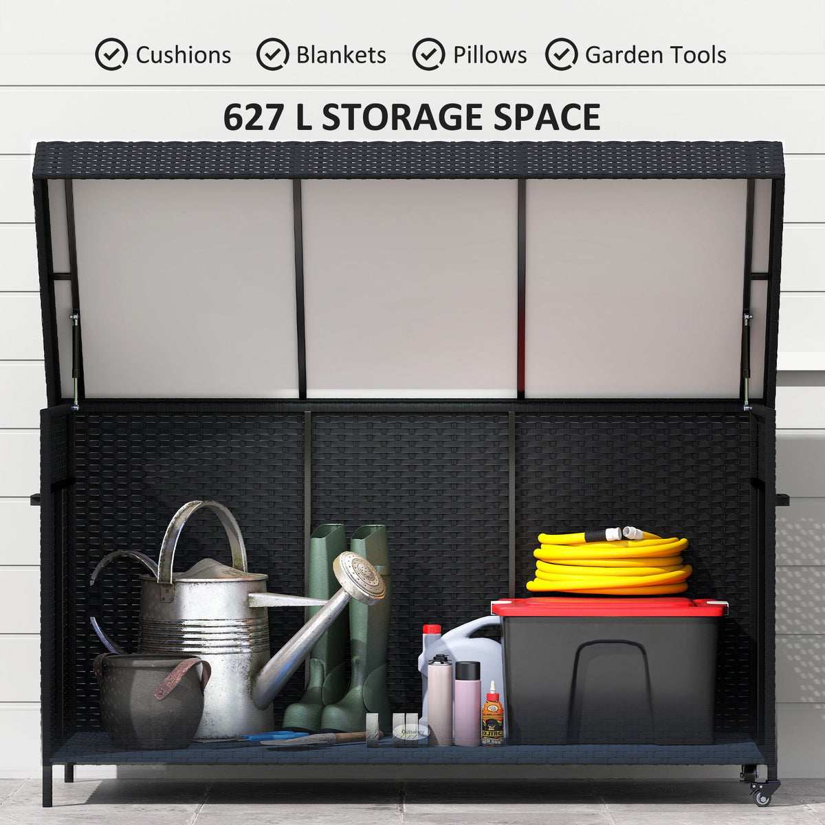 Outsunny 627 L Rattan Storage Box in Black