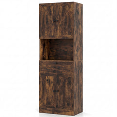 Tall Bathroom Cabinet Freestanding Storage Cabinet with 4 Doors and 1 Drawer-Brown