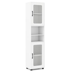 Tall Bathroom Storage Cabinet with Adjustable Shelf for Laundry-White