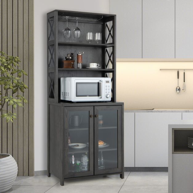 Tall Freestanding Bar Cabinet - Grey