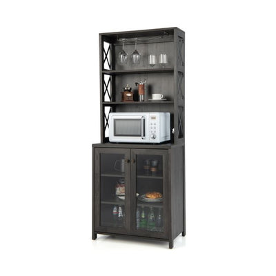 Tall Freestanding Bar Cabinet - Grey