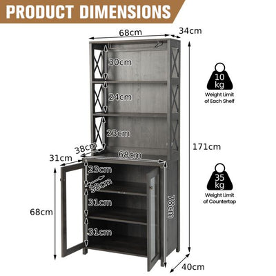 Tall Freestanding Bar Cabinet - Grey