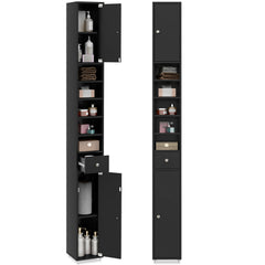 180CM Tall Freestanding Bathroom Cabinet with 2 Doors and 1 Drawer-Black