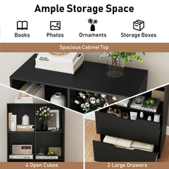 130CM 5-Tier Tall Freestanding Bookshelf for Living Room-Black