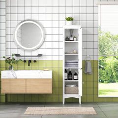 Tall Narrow Bathroom Cabinet-White