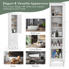 Tall Narrow Bathroom Cabinet-White