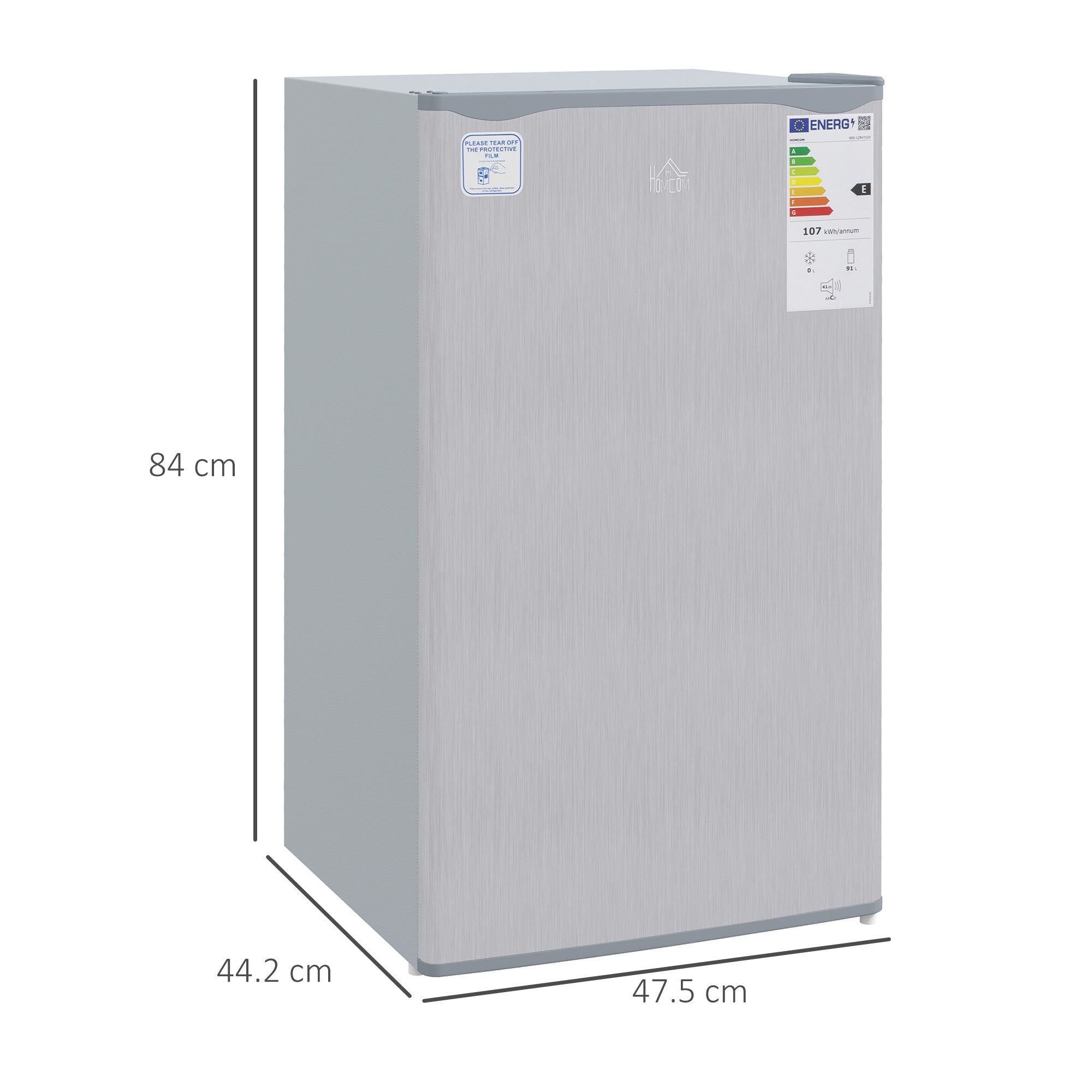 HOMCOM 91 Litre Freestanding Under Counter Fridge Freezer, Small Fridge with Chiller Box, Adjustable Thermostat, 47.5cm Wide, Grey