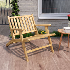 Teak Wood Outdoor Reclining Chair Natural Mid Century Accent Armchair