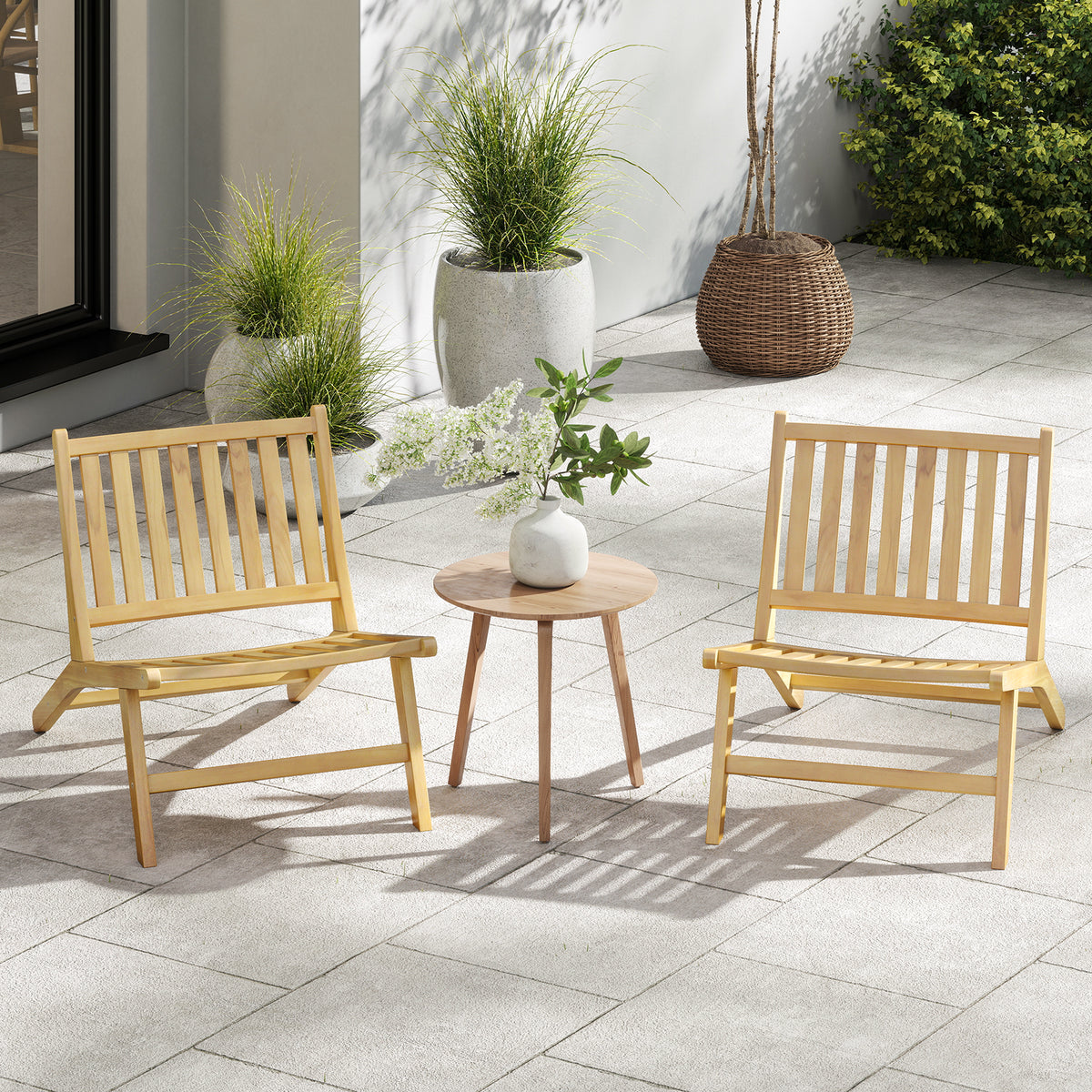 Teak Wood Outdoor Reclining Chair Natural Mid Century Accent Chair