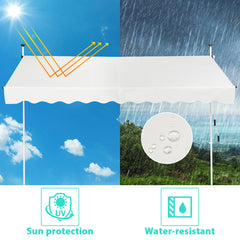 Telescopic Awning Sun Shade Retractable Canopy Sun Shelter for Window Balcony Garden-Beige