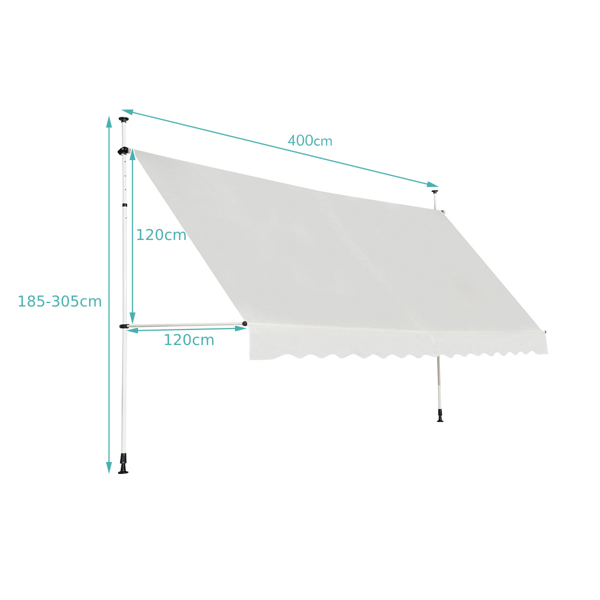Telescopic Awning Sun Shade with Manual Crank Handle-Beige