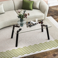 Tempered Glass Coffee Table with Metal Legs for Home Office