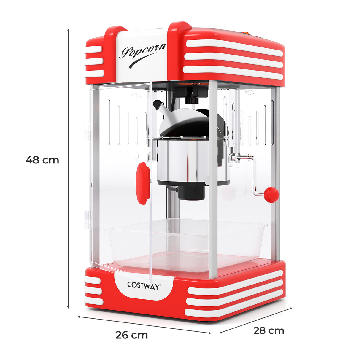 Theater Style Popcorn Machine with Stainless Steel Kettle-Red