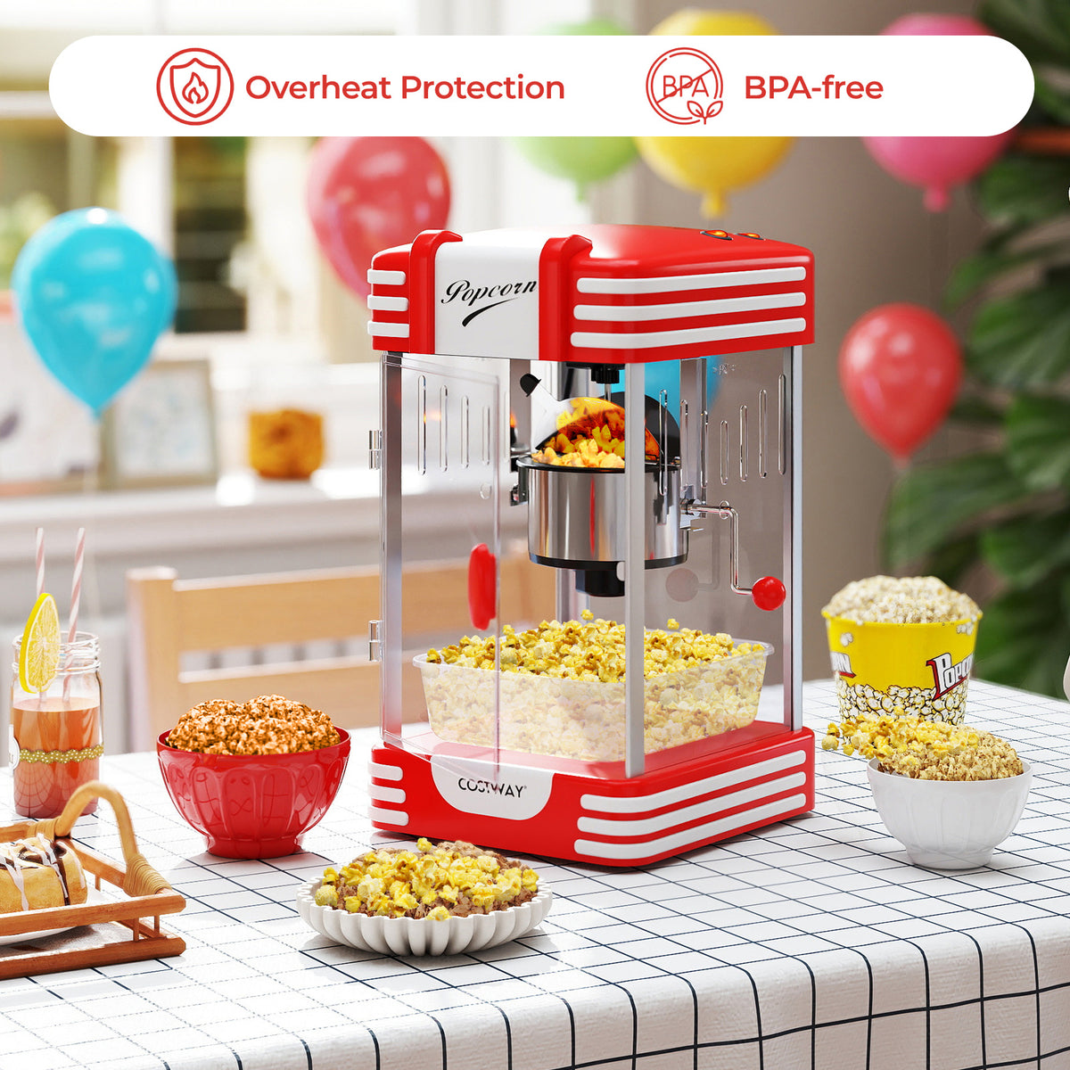 Theater Style Popcorn Machine with Stainless Steel Kettle-Red
