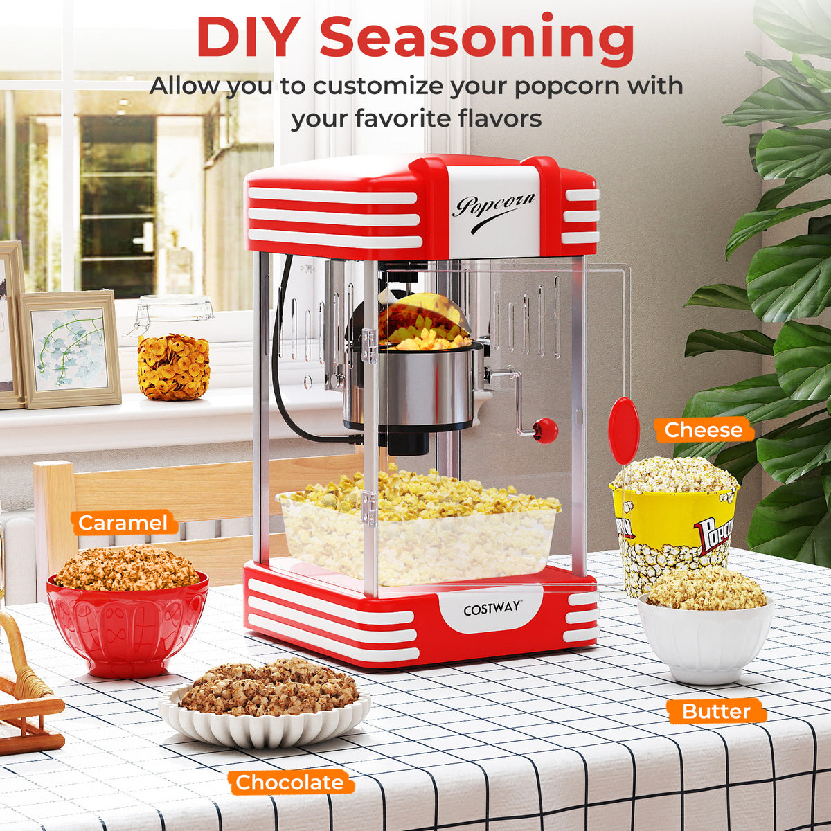 Theater Style Popcorn Machine with Stainless Steel Kettle-Red