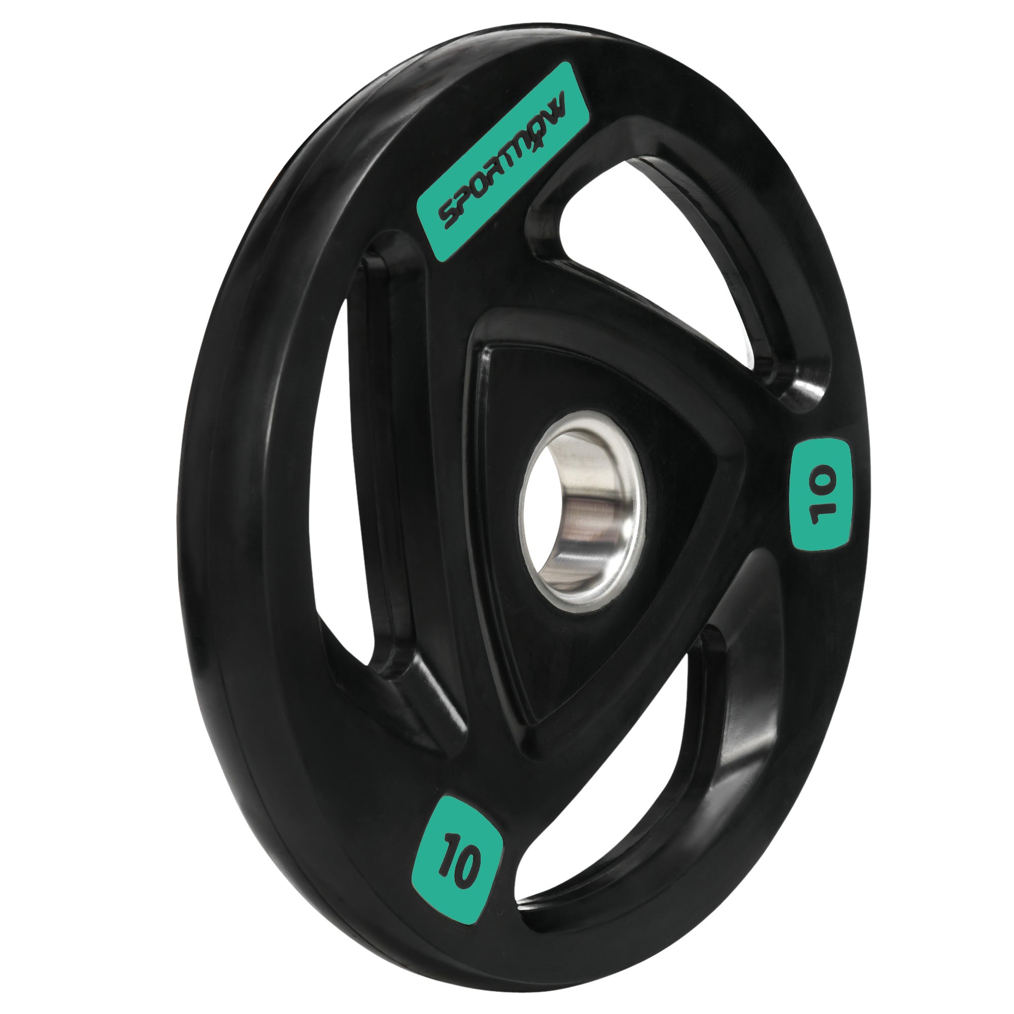 SPORTNOW Two 10kg Olympic Weight Plates, Tri-Grip Rubber-Coated Barbell Weights, with 5cm Holes, for Home, Gym, Office