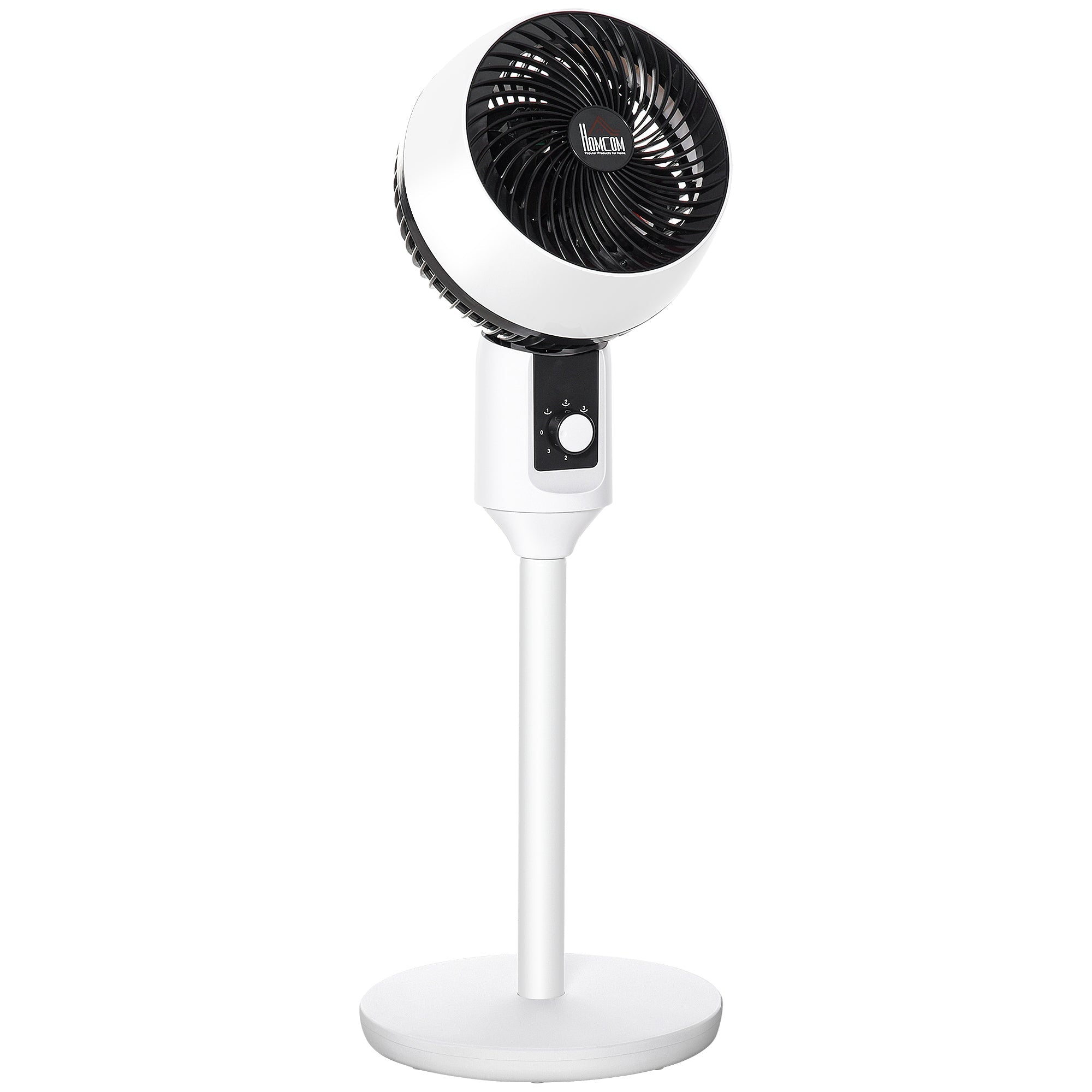 HOMCOM 9'' Air Circulator Fan 3 Speed, 70Â° Oscillation 90Â° Vertical Tilt, Carry Handle, Pedestal Fan, Pedestal Fan for Living Room, Bedroom, Office, White and Black