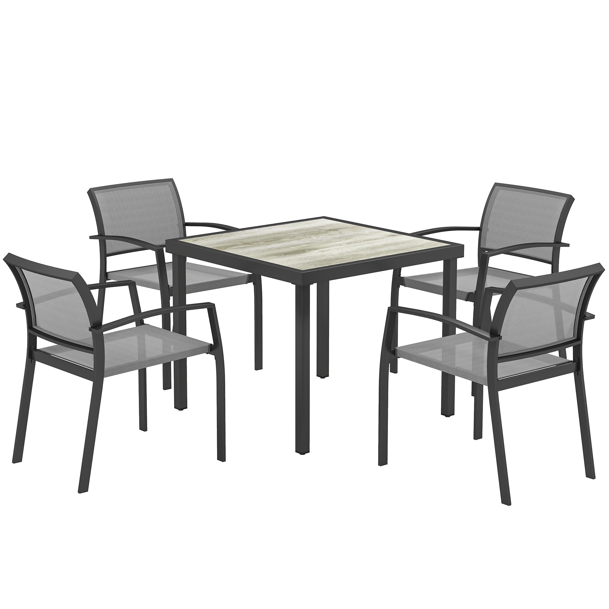 Outsunny Five-Piece Outdoor Garden Dining Set - Grey