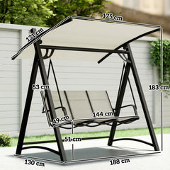 Outsunny 3 Seater Swing Chair, Garden Swing Bench with Adjustable Tilting Canopy, Breathable Mesh Seat 360 kg Capacity, White