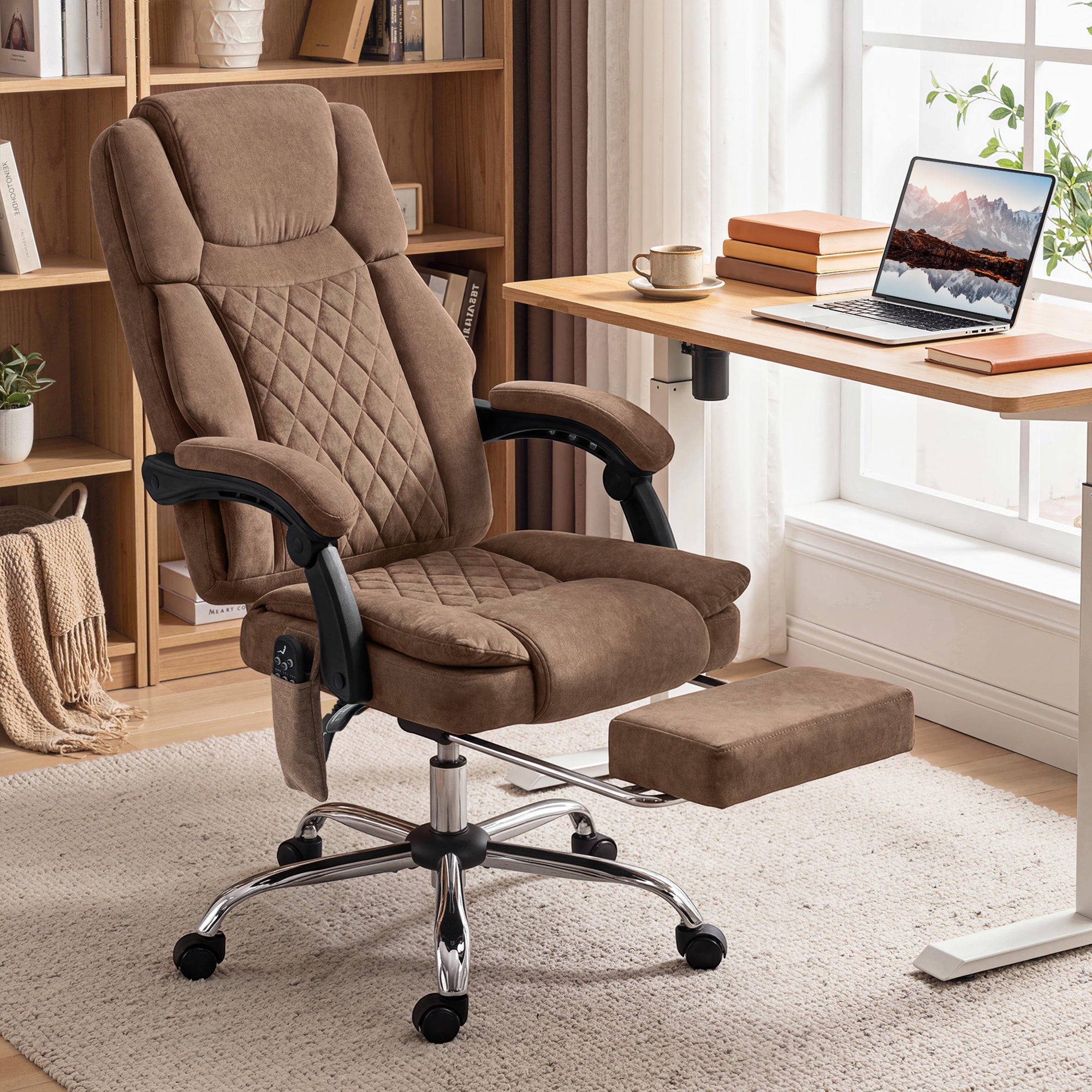 HOMCOM Office Chair with 6-Point Vibration Massage and Heat, Executive Computer Desk Chair with High Back, Reclining, Brown