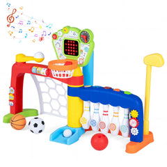 Toddler Sports Toy Kids Activity Center 5 in 1 with Adjustable Basketball Hoop-Multi-color