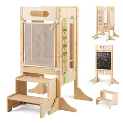 Toddler Step Stool Foldable Standing Tower with Anti-tip Feet