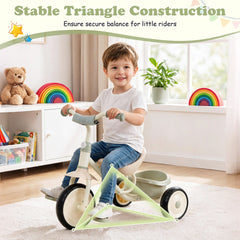 Toddler Tricycle with Removable Rear Storage Basket for Boys and Girls 2-5 Years Old-Green