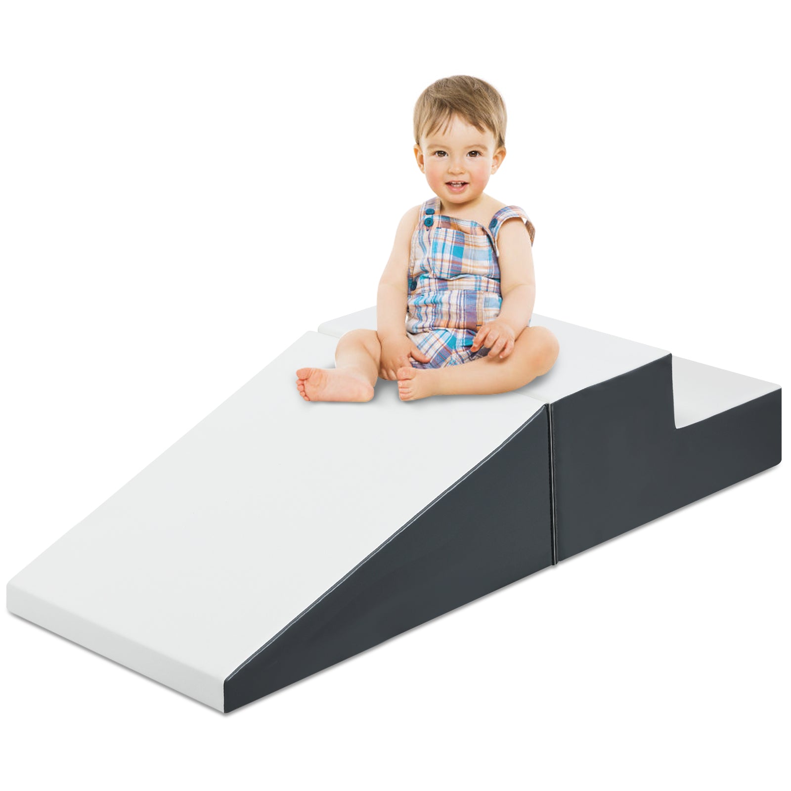 2-Piece Step and Slide Climber for Infants and Toddlers-White