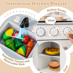 Toddler Pretend Play Kitchen with Light up Stove and Cooking Sounds-White