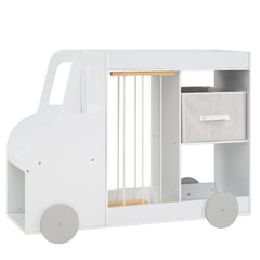 Toy Storage Organizer with Open Shelves & Fabric Drawer for Playroom Nursery-White