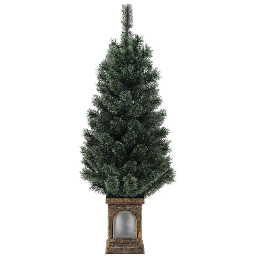 HOMCOM 4ft Artificial Christmas Tree with 80 Warm White LED Lights, 8 Modes and Remote, Realistic Xmas Tree with Square Stand for Party Decoration, Green