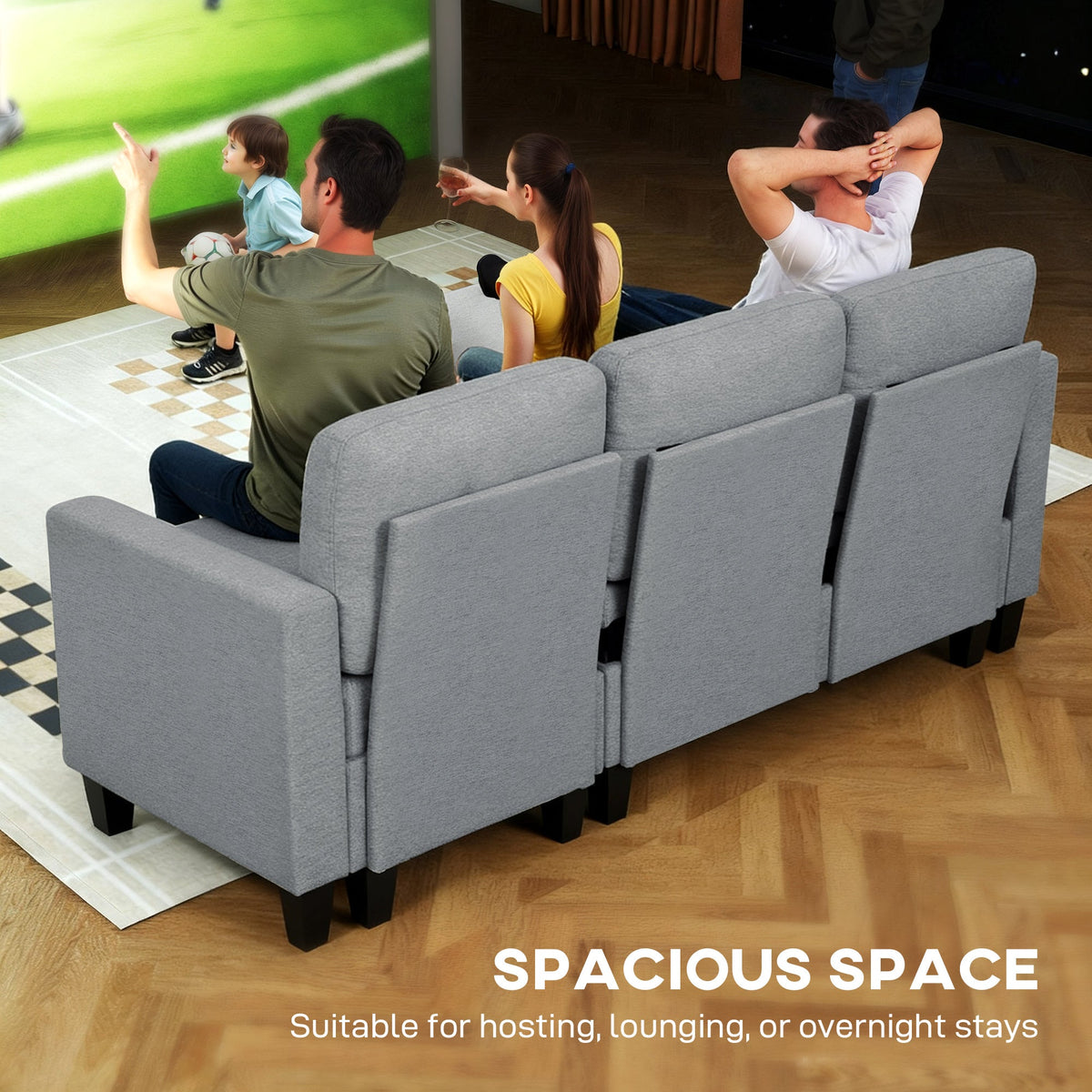 HOMCOM Three-Seater Storage Sofa Bed - Grey