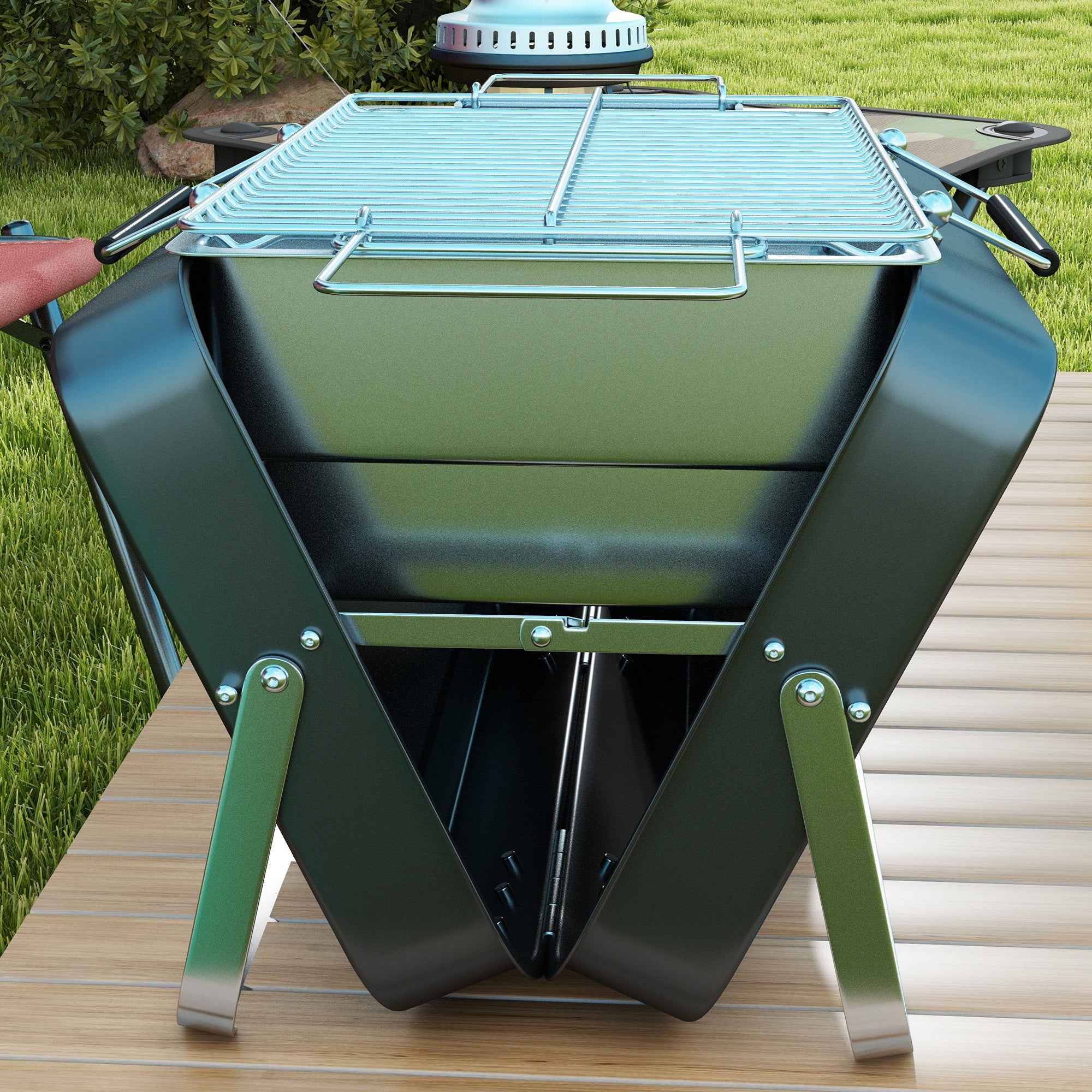 Outsunny Metal Suitable-Style Portable BBQ Grill - Black