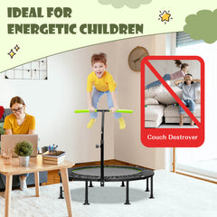 110 CM Mini Trampoline Bounce with Height Adjustable Handrail-Green